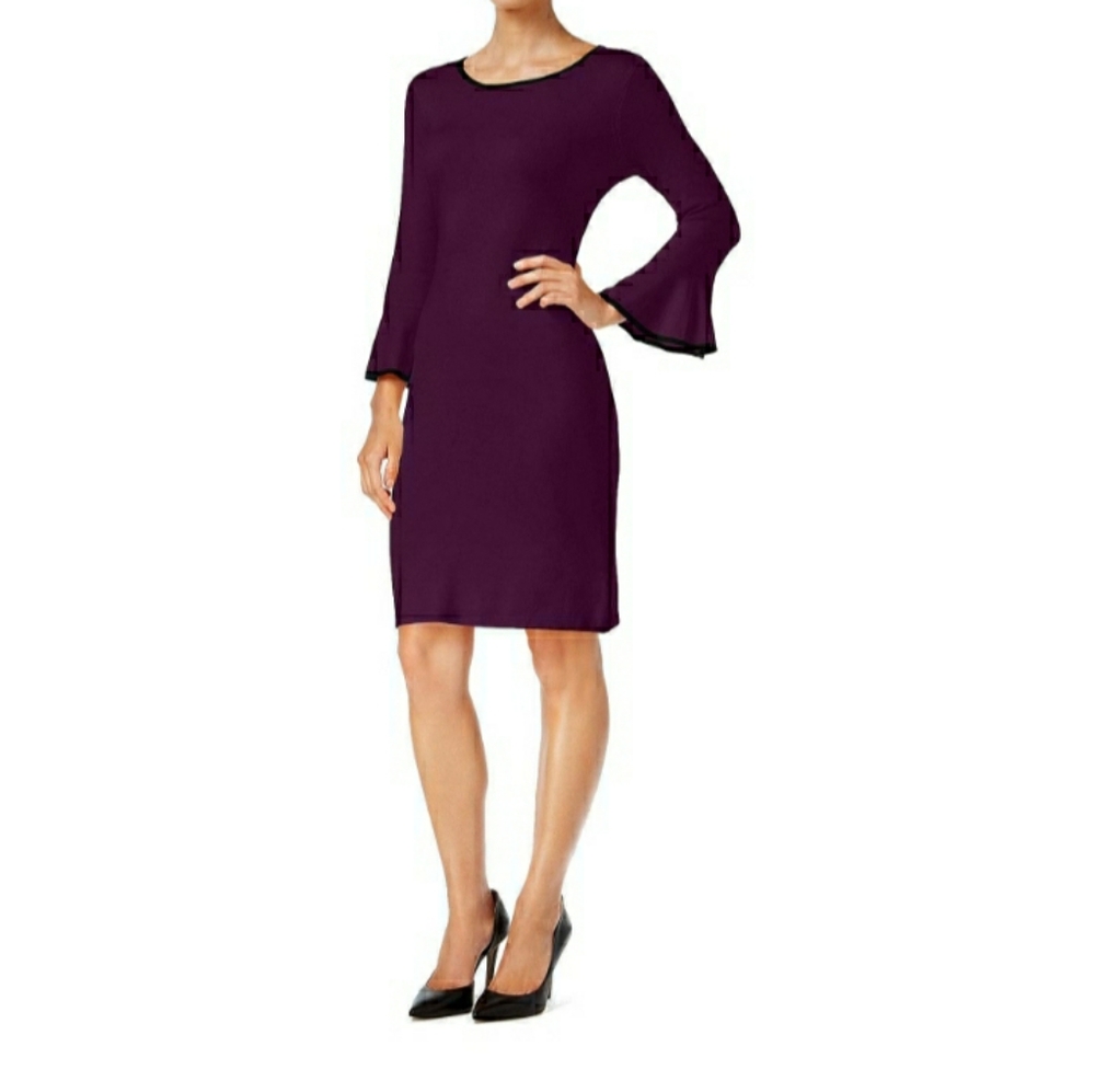 Calvin Klein Two-Tone Bell Sleeve Sweater Dress